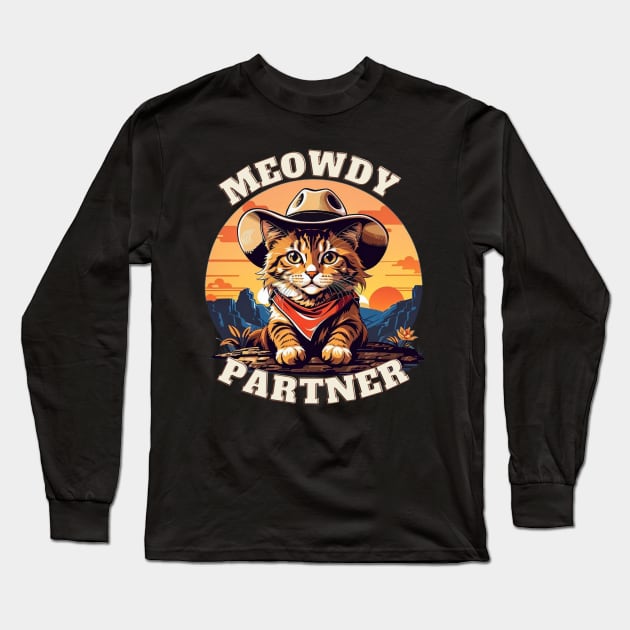 Meowdy Partner Cat Long Sleeve T-Shirt by Trip Tank